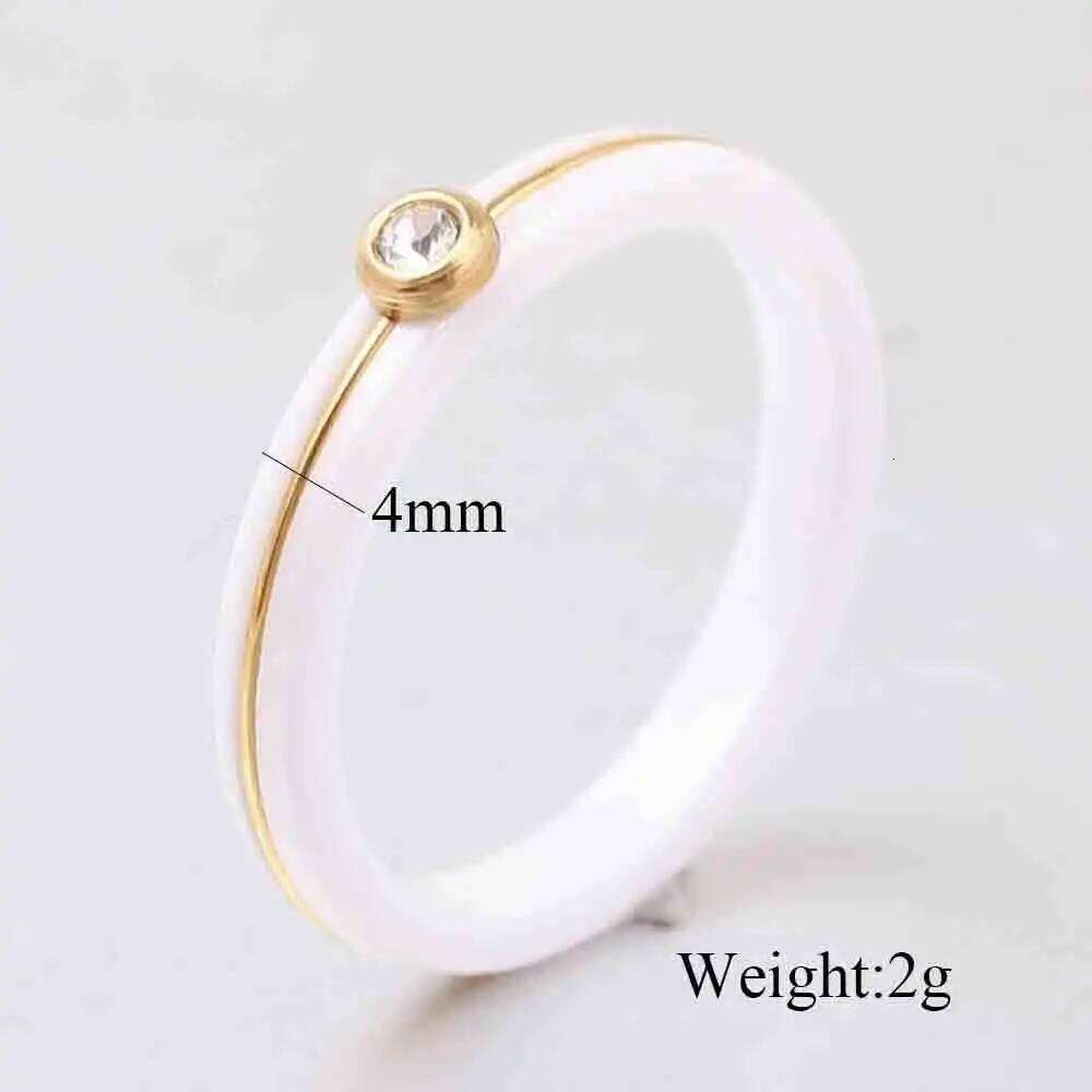 HNSP 4MM luxury Zircon Ceramic Black White Ring For Women Finger Jewelry Accessories XJ260127