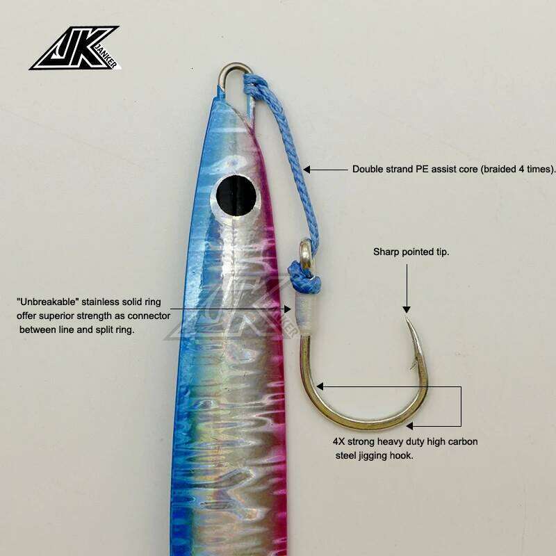 JK PAL-L Assist Spoon Saltwater 1/0-11/0 4X Circle Hooks Glow Wrap PE Blue Line high quality Sea Bait Fishing Fishhook Z260128