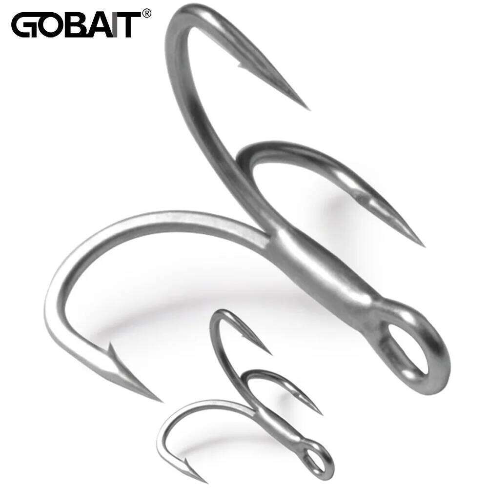 GOBAIT 20PCS Treble Hooks 2#-10# Fishhook Barbed Sharp High Carbon Steel Angle Nickel Antirust Tool Pesca Tackle Fishing Hook Z260128