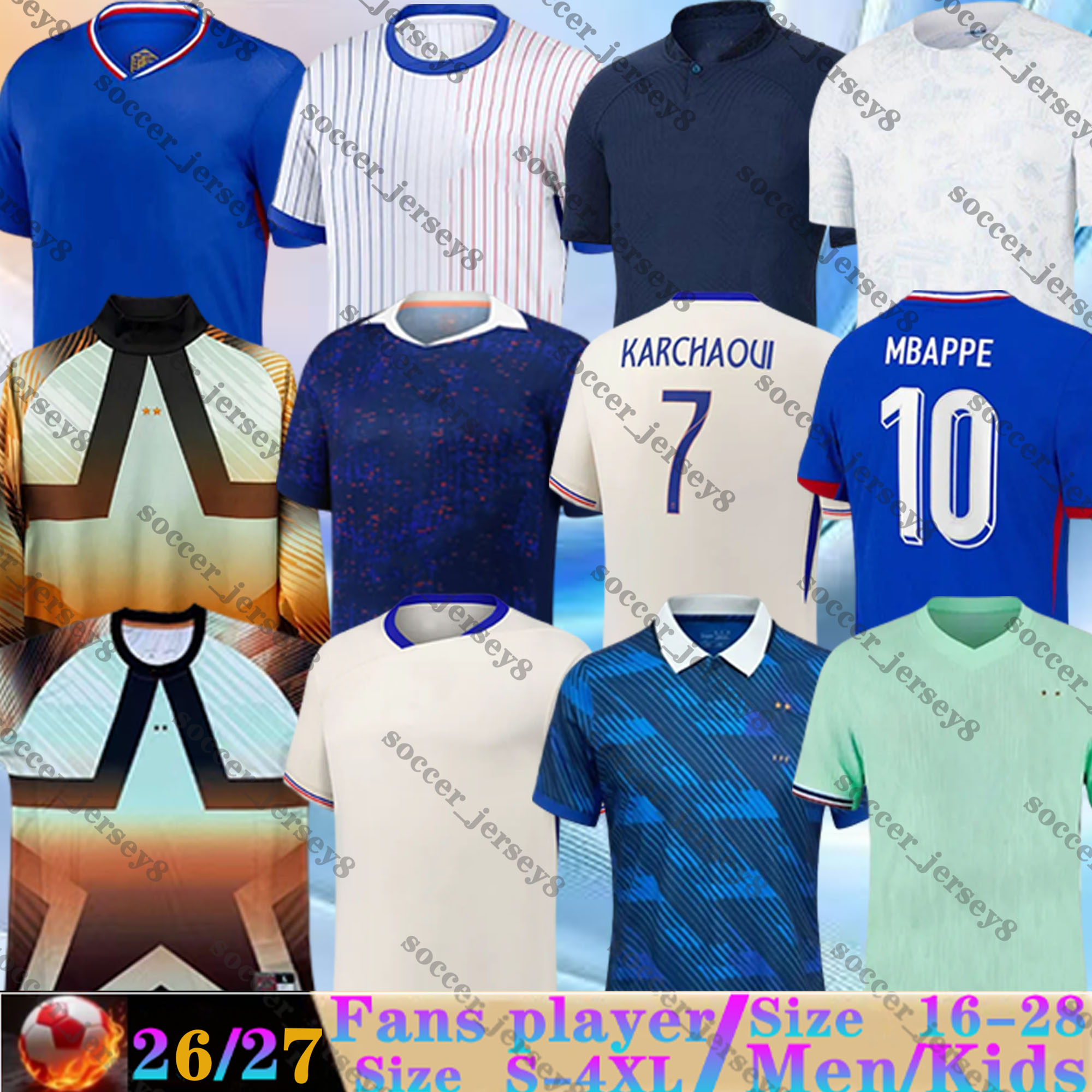 2026 2027 World Cup french National Team soccer jersey MBAPPE THAUVIN POGBA BENZEMA Fans Player FOFANA KANTE DEMBELE NKUNKU 25 26 27 france football shirt Men kids kit