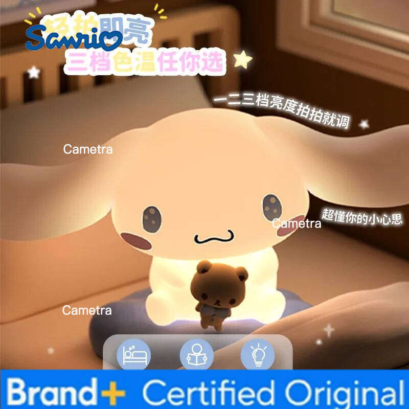 Sanrio Authentic New Family Series Luminous Toy Desktop Ornaments Kawaii Cinnamoroll Atmosphere Lamp Girls Anime Peripheral Gift H260128
