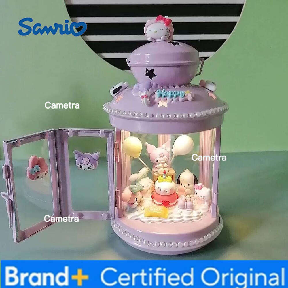 Sanrio Anime Figure Diy Handmade Nightlight Hello Kitty Kuromi My Melody Cinnamoroll Mini Table Night Lamp Desk Decorative H260128