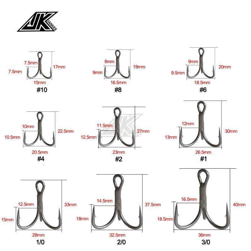 JK JS-37 Triple Gray Color 3X Strong Treble Hooks super antirust Fishhook Fishing Tee Hook#10~#1.1/0 2/0 3/0 Seafishing Z260128