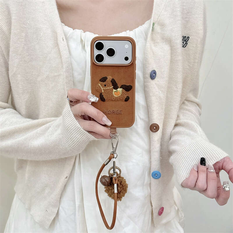 National Style Towel Embroidery Lucky Horse Compatible with iPhone 17 Apple 16 Pro Max/15/14 Phone Case New Niche S260128