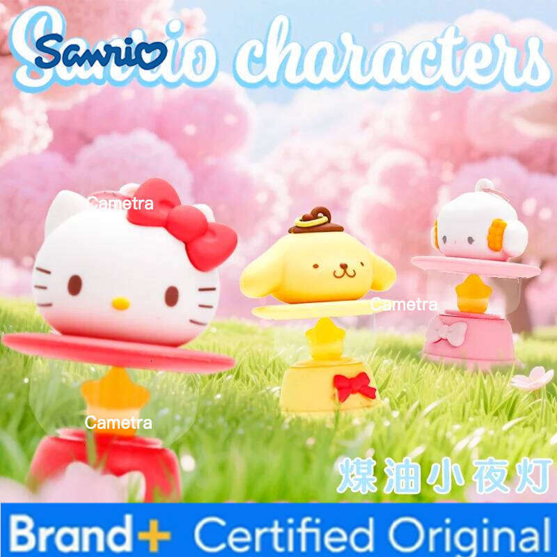 Sanrio Original Keychain Creative Hello Kitty Night Light Keyring Cinnamoroll My Melody Kuromi Key Chain Schoolbag Pendant Gifts H260128