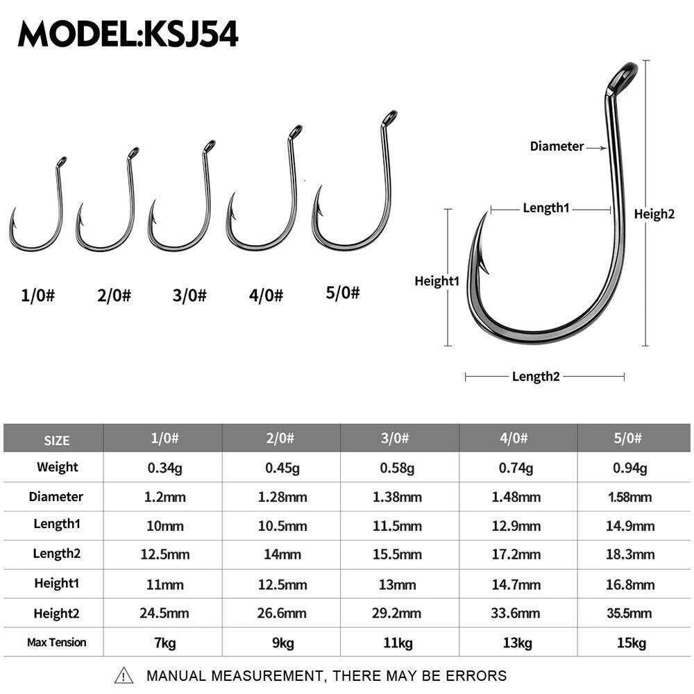 KATYUSHA 100PCS J Hooks 1/0-2/0-3/0-4/0-5/0# Barbed Octopus Fishing Hook High Carbon Steel Offset Fishhooks Black Color Pesca Z260128