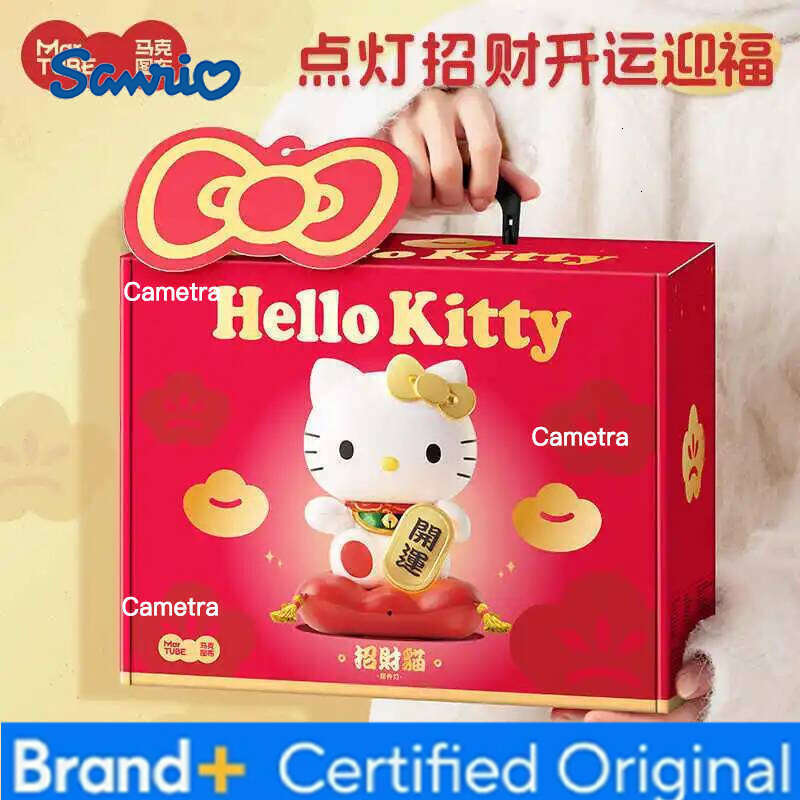 Sanrio In Spot Hellokitty Lucky Cat Night Bedhead Ornament Light New Year Gift Kawaii Anime Peripheral Figure Children Toy H260128