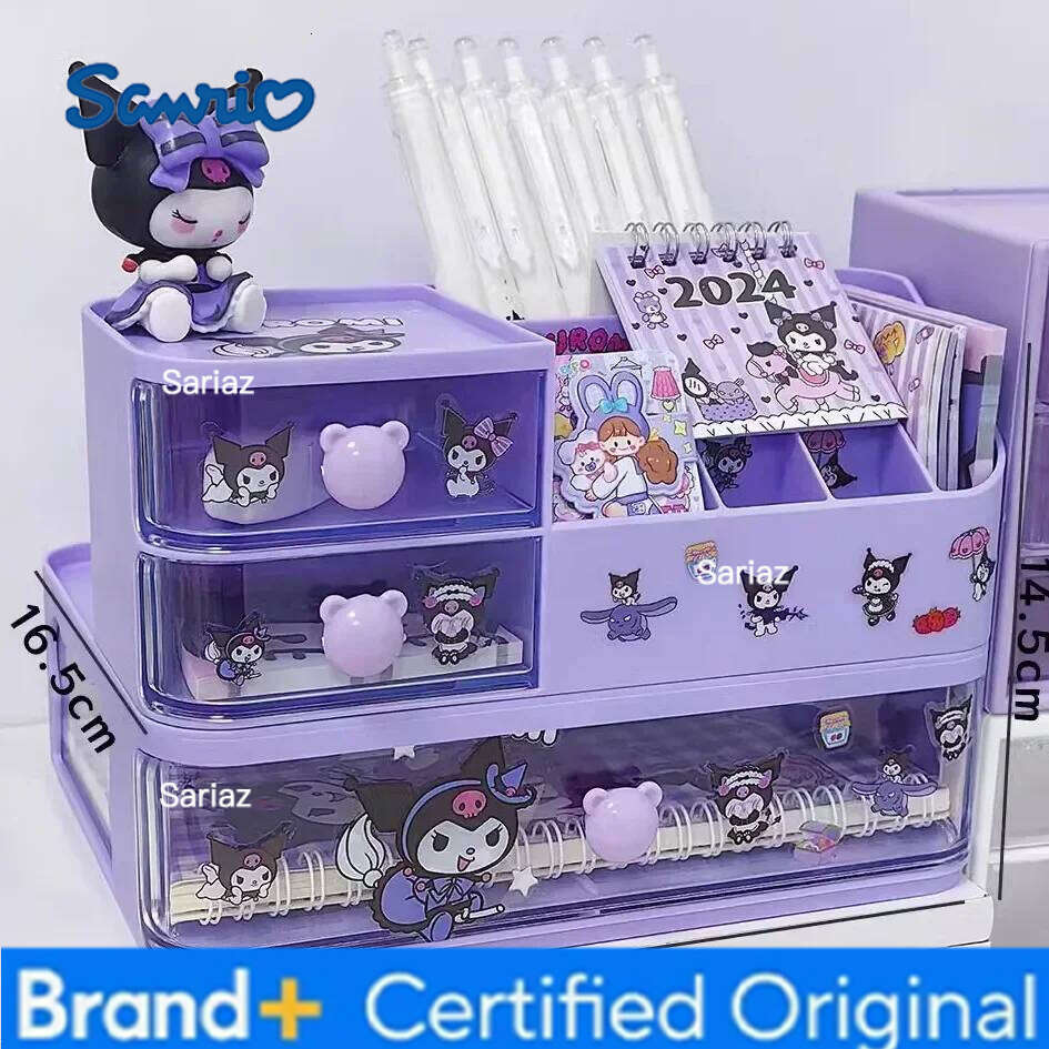 Sanrio Drawer Compartment Desktop Stationery Box Kuromi Melody Hello Kitty Desk Organizer Girls Cosmetics Storage Rack H2601291