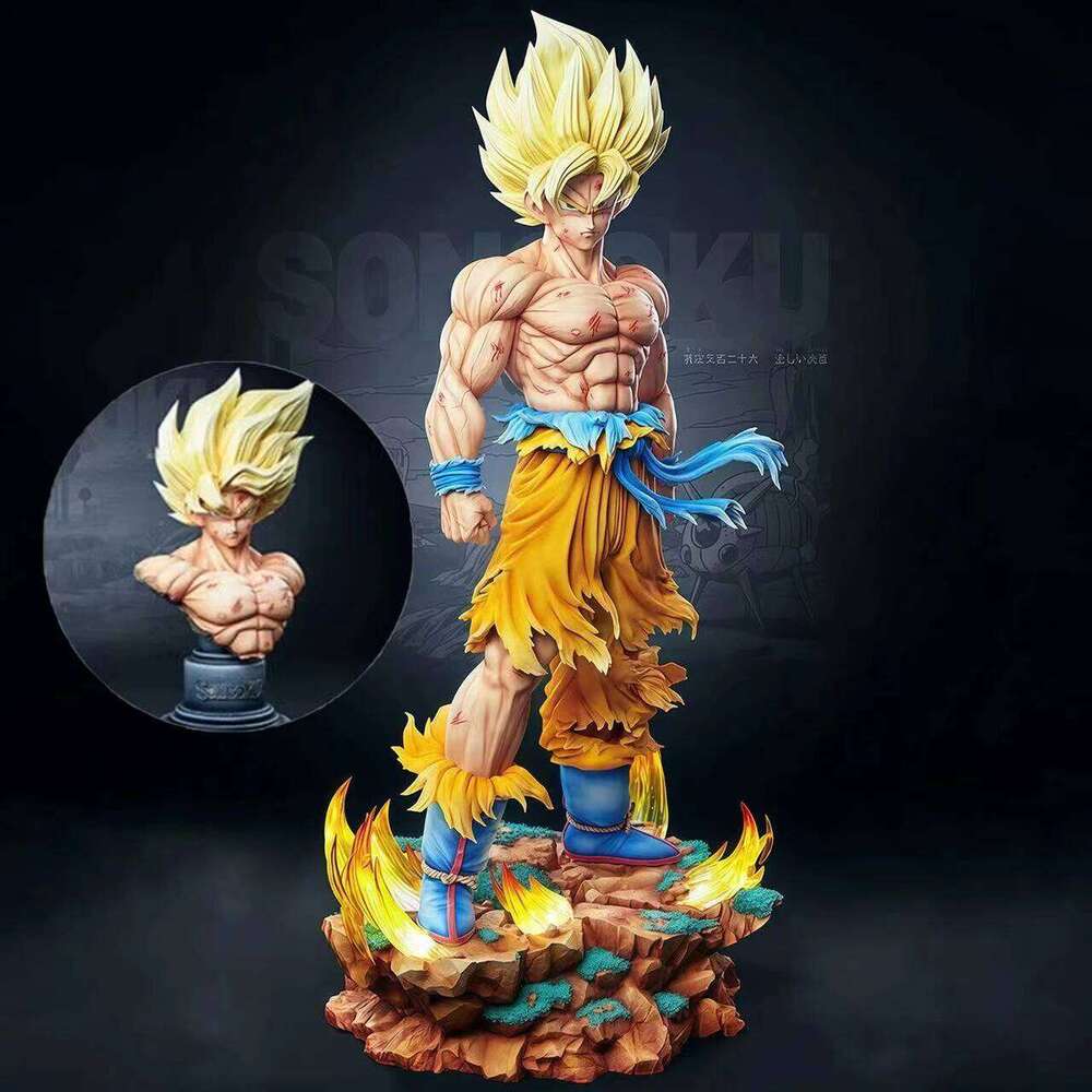 Jt Statue Dragon Ball Z Son Figure Replaceable Heads Led Base Super Saiyan Goku Action Figures Collection Mode Toys Gifts Z260129