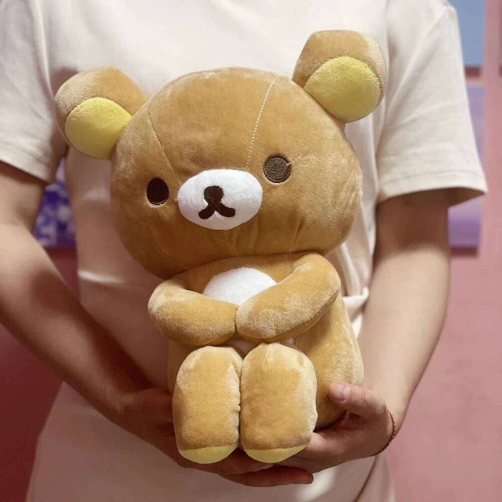 Japanese Cute Relaxed Couple Rilakkuma Peluches Sitting Posture Plush Toy Hugging Legs Teddy Bear Plushies Doll Gift Y260128