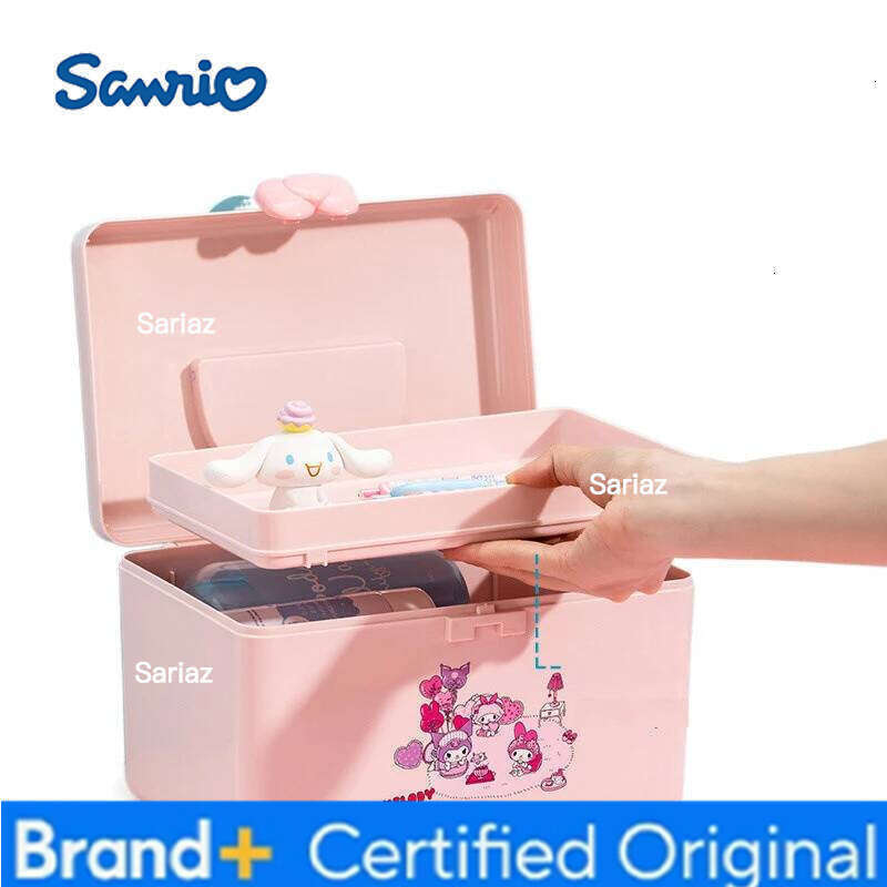 Sanrio Hello Kitty Double Layer Desktop Cartoon Cute Style Cosmetics Drug Storage Box Christmas Gift H260129