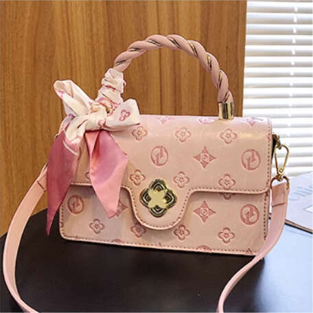 handbag womens Elegant Embossed Pattern Small Square Bag luxury Flap Ribbon Top-handle Bag bags pink ladies crossbody White Black Clutch 9a