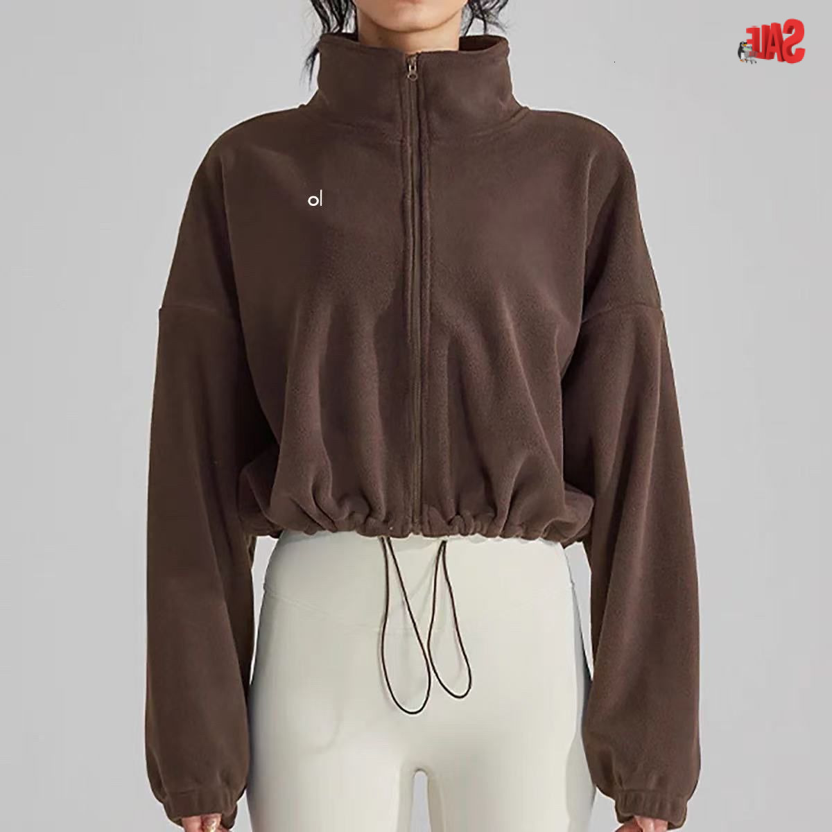 Womens Workout Jacket Gym Clothe For Woman Yoga Fitness Wear Yoga Jacket Set Training Sports Jackets Lamb Wool Drawstring Autumn And Winter Jogger Sportswear c0