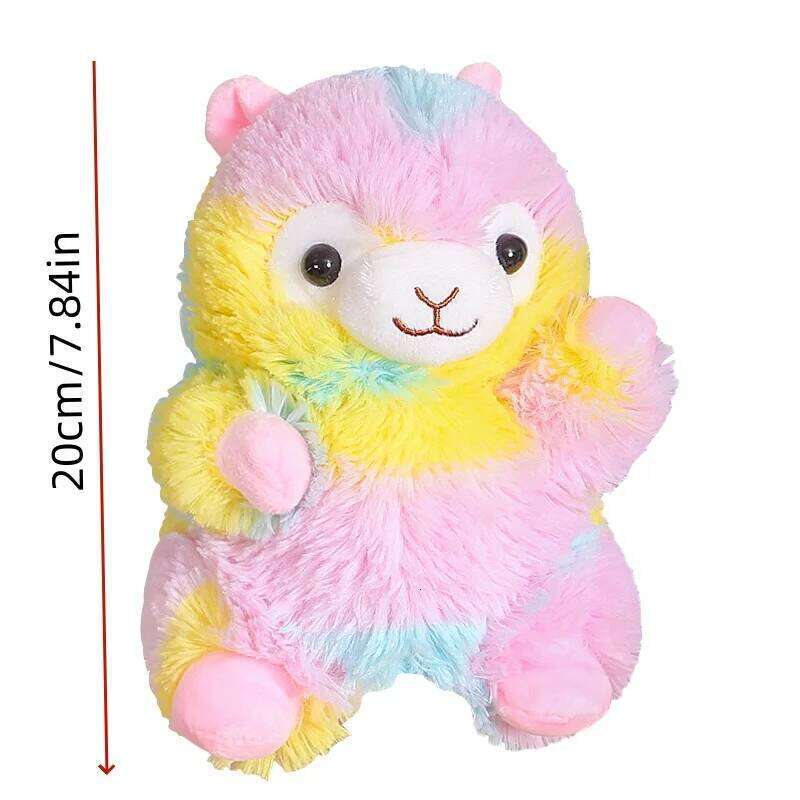 1pcs20cm rainbow alpaca hand doll plush toy, cute ornaments, creative Y260128