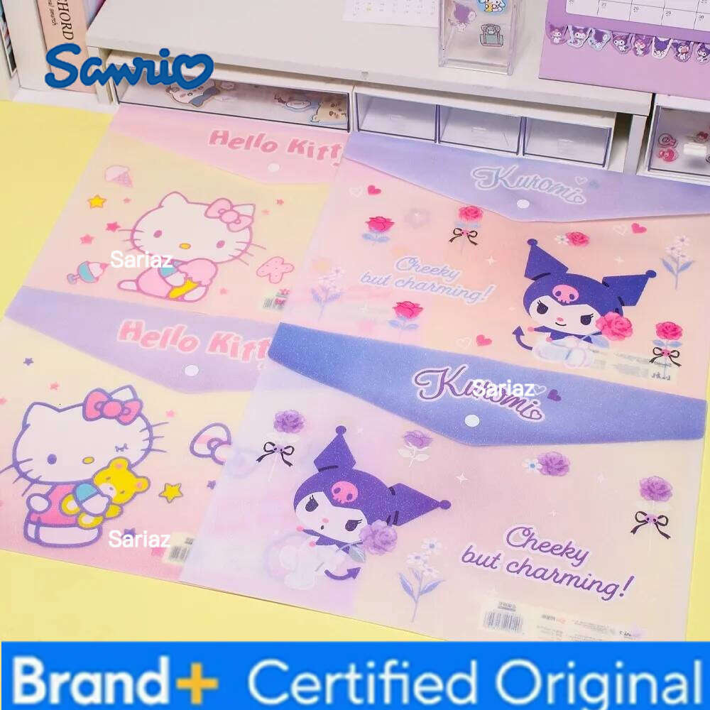 Sanrio cartoon folder snaps a4 kuromi hello kitty my melody student special test book Yugui dog file bag cute Korean stationery H260129