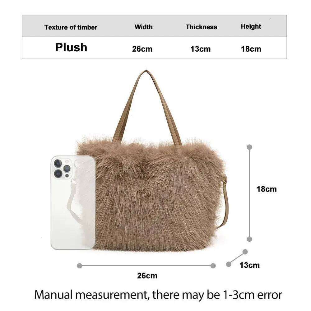 Fahion Faux Fur Tote Bag Women's Bucket Plush Luxury Design Ladies Handbags Winter Crossbody Shoulder Bags