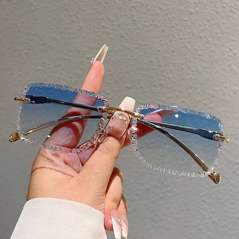 KAMMPT Rimless Square Sunglasses Men Fashion Vintage Gradient Casual Shades Women Trendy Luxury Brand Design Decor Sun Glasses H260129