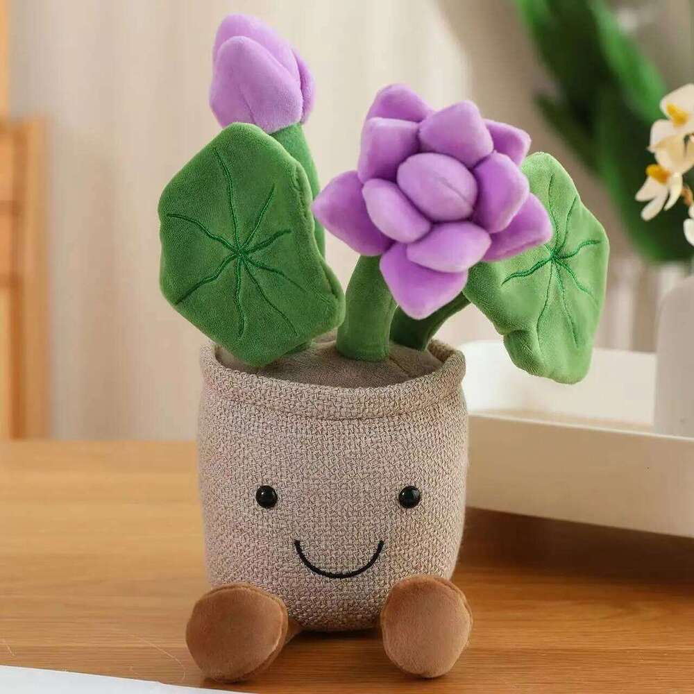 Potdemiel latest lotus potted plant filled plush toy figurine cartoon anime cute pillow cushion home decoration gift doll Y260128