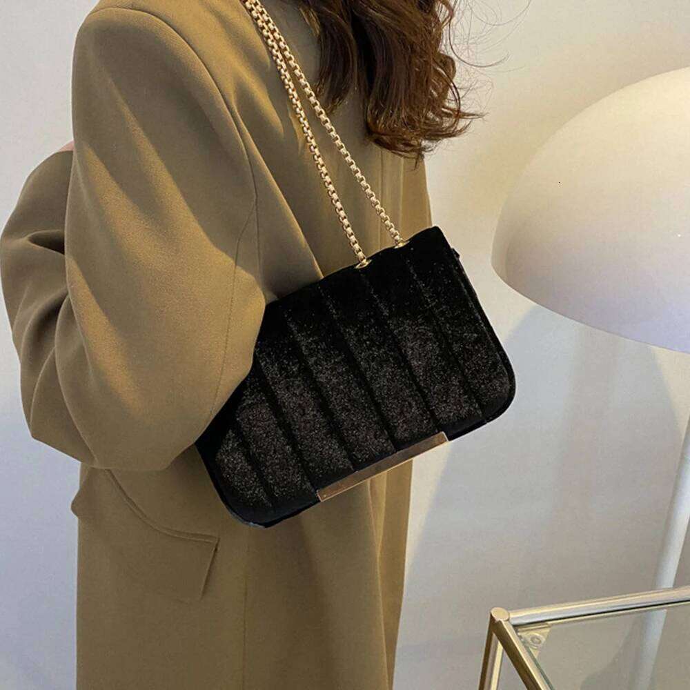 Fashionable Elegant Crossbody for Woman's, Simple Velvet Thread Chain Handbag, Casual Solid Color Shoulder Bag