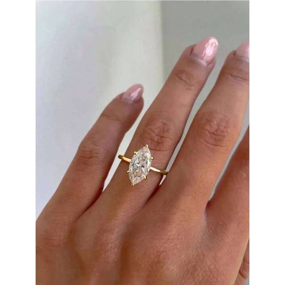 GRA Luxury Fashion 1-2CT Real Marquise Moissanite Diamond Wedding Engagement Rings for Women 925 Sterling Silver Fine Jewelry C260129