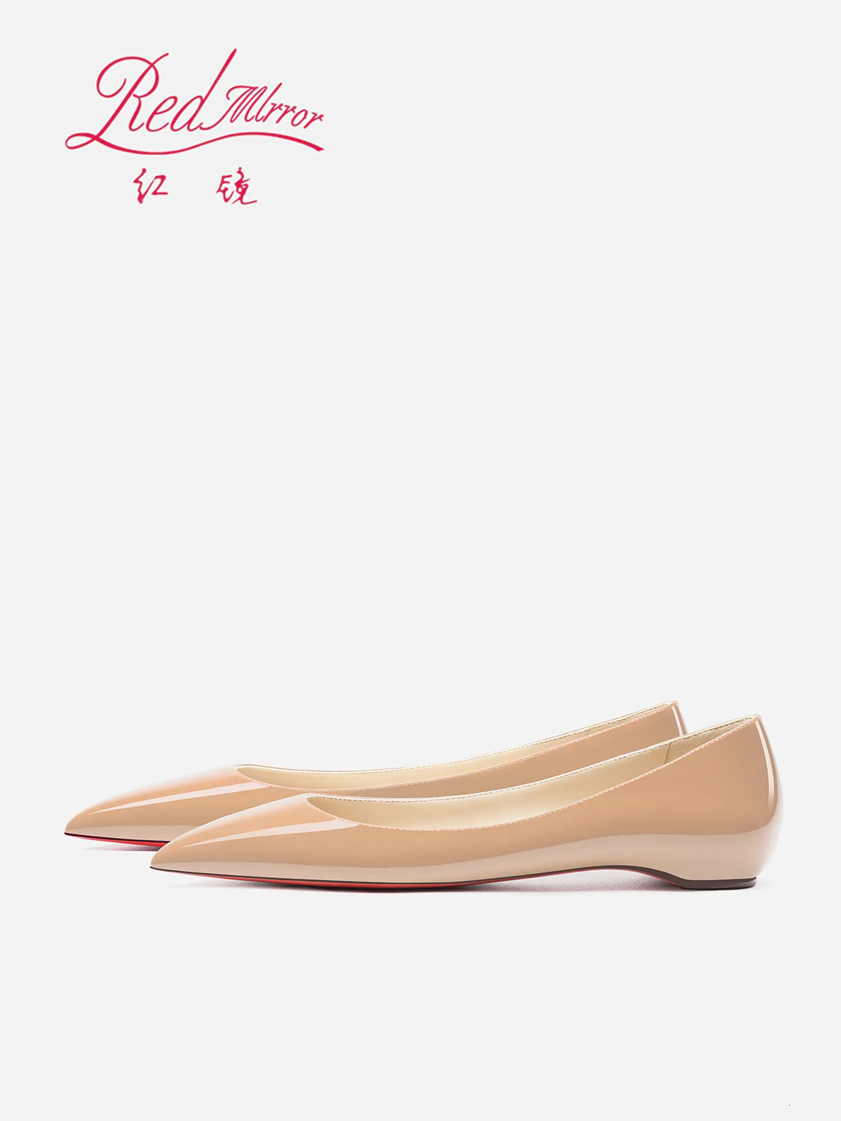 2025 style pointed bare color flat shoes single patent leather increased height inside shallow mouth low heel 260126