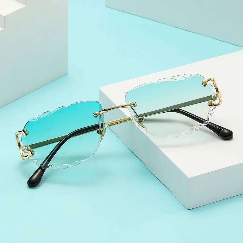 Retro Sunglasses For Men And High-End Frameless Fashion UV400 Irregular Cut Lenses Women Sun Glasses H260129