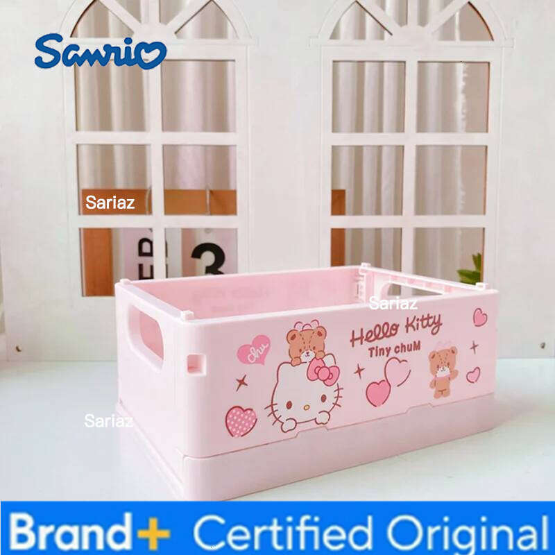 Sanrio Kawaii Hello Kitty My Melody Kuromi Cinnamoroll Box Foldable Stackable Cosmetic Organizer Desktop Storage H260129