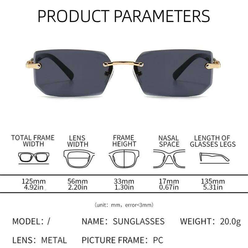 Square Goggles Designer Shades Rimless Sunglasses For Unisex Summer Fashion Beach H260129