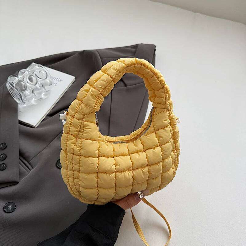 Autumn/Winter New Down Cotton Handbag Korean Solid Color Mini Pleated Cloud Simple Versatile Single Shoulder Crossbody Bags XJ260129