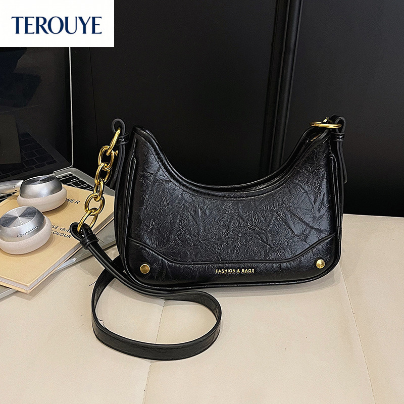 TEROUYE Korean texture niche design women's armpit bag autumn and winter new collection retro fashion style chain shoulder bag luxury Bag