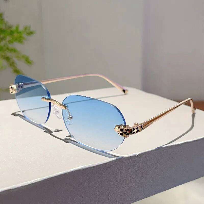 Rimless Oval Sunglasses Men New Fashion Vintage Gradient Casual Shades Women Trendy Luxury Brand Design Decor Sun Glasses H260129