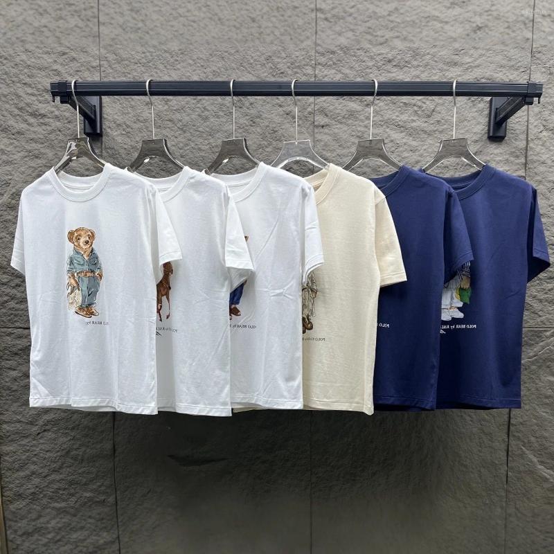 Men's T Shirts Brand European And American Pure Cotton Round Neck Short-sleeved Bear Printing Loose T-shirt Travel Commuter Men Women