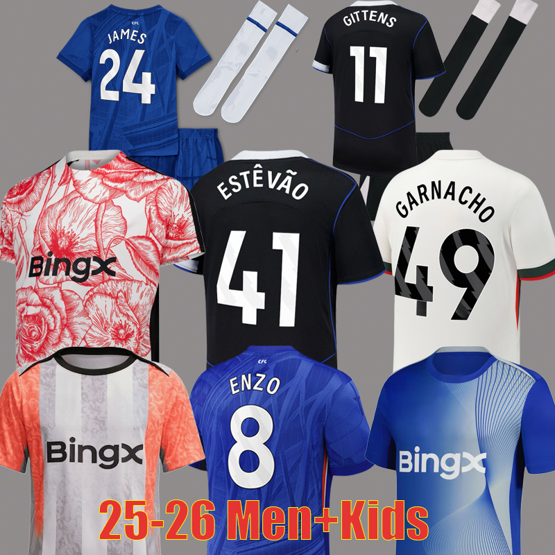 S-4XL 25 26 Garnacho PALMER NETO Soccer Jerseys FC jersey 2025 GITTENS 2026 Caicedo JOAO PEDRO EstEvAo Football Shirt Men Kids Kit tops