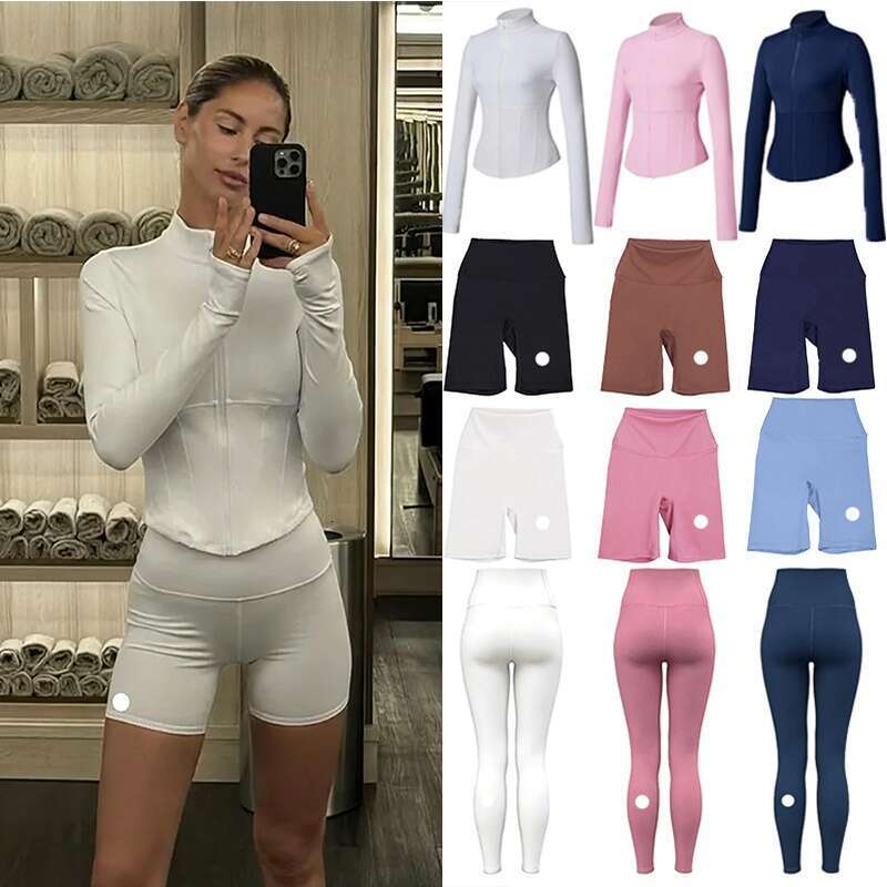 Designer Airbrush Corset Full Zip Jacket Alosetitys Sets Women Jacket Legging Set Gym Yoga Workout Clothes Alosetitys Jackets Set High Elastic Shorts Pant Gym Set