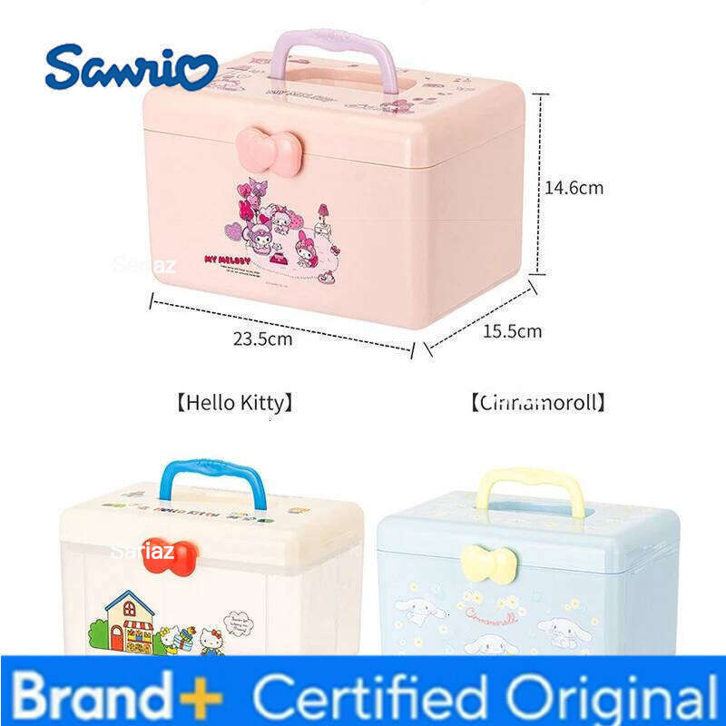Sanrio Hello Kitty Double Layer Desktop Cartoon Cute Style Cosmetics Drug Storage Box Christmas Gift H260129