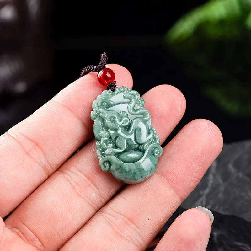 Natural A Goods Jadeite Twelve Chinese Zodiac Rat Tiger Pendant Hand-carved Custom Mascot Jewelry Jade Necklace Gift