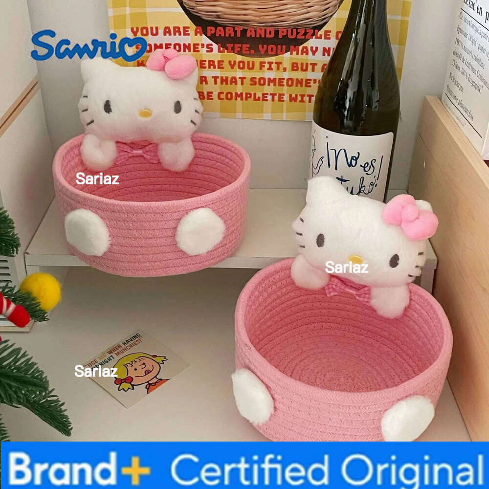 Sanrio Cute Cat Shaped Storage Basket Kawaii Desktop Organizer for Snacks Cosmetics Girls Room Pastel Home Decor H260129 H260129