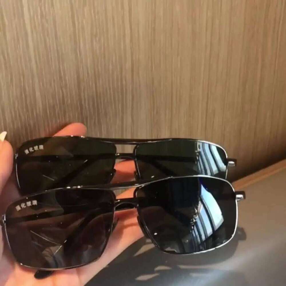 2025 New Men Crystal Glass For Driving Big Face UV400 Green Sunglasses Metal High-quality Double Beams H260129