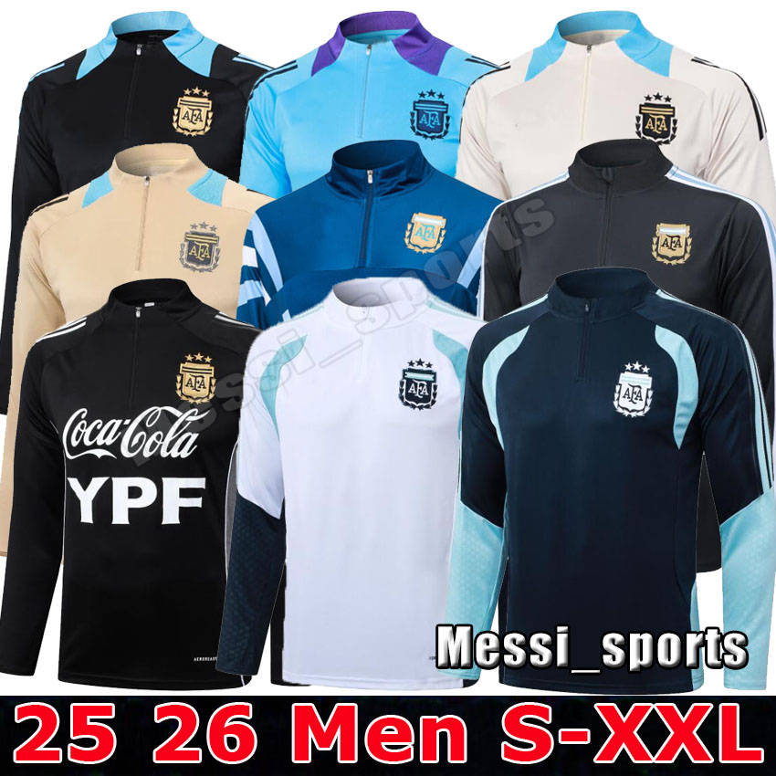 25 26 Argentina Men's Soccer Tracksuits Survetement 2025 2026 DI MARIA DYBALA MESSIS Half Zipper Training Veste maillot de Foot Tracksuit Football Jogging Suit S-XXL
