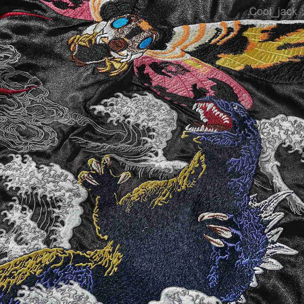 National Trend Heavy Embroidery Jacket Mens Casual Godzilla Trendy Brand Baseball Jacket A003