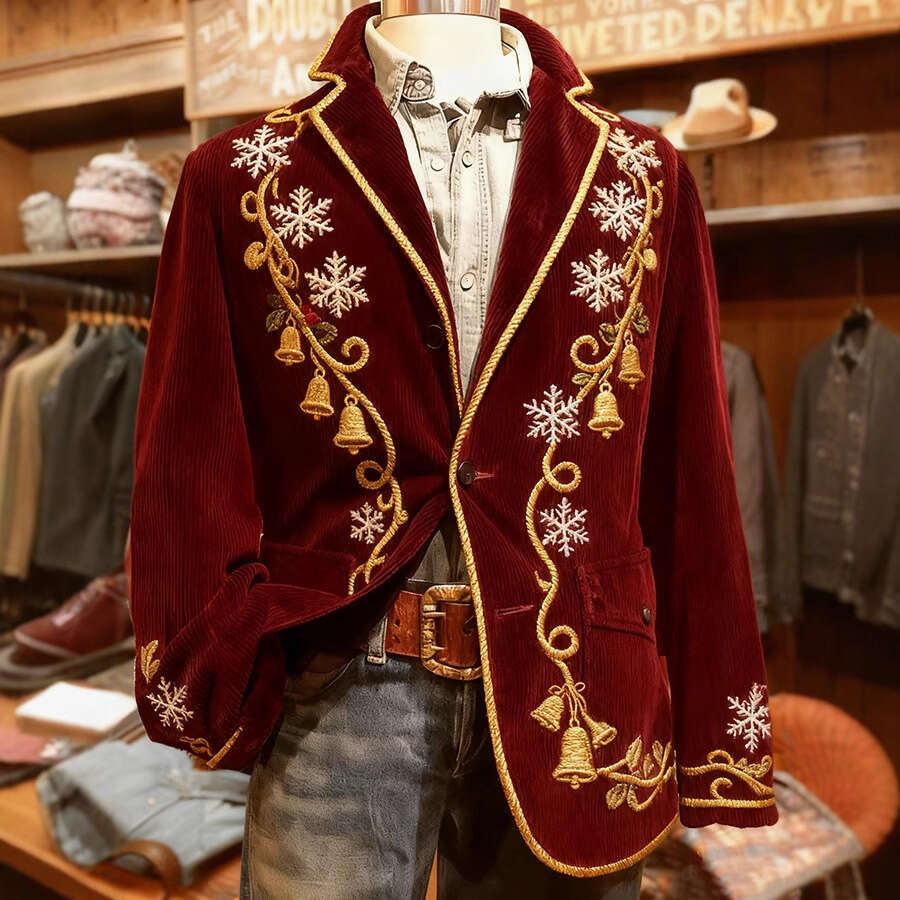 Luxury Red Corduroy Mens Suits Outfits Fashion Double Breasted Peak Lapel Blazer Elegant Wedding Male Clothing Terno Outfits X250704