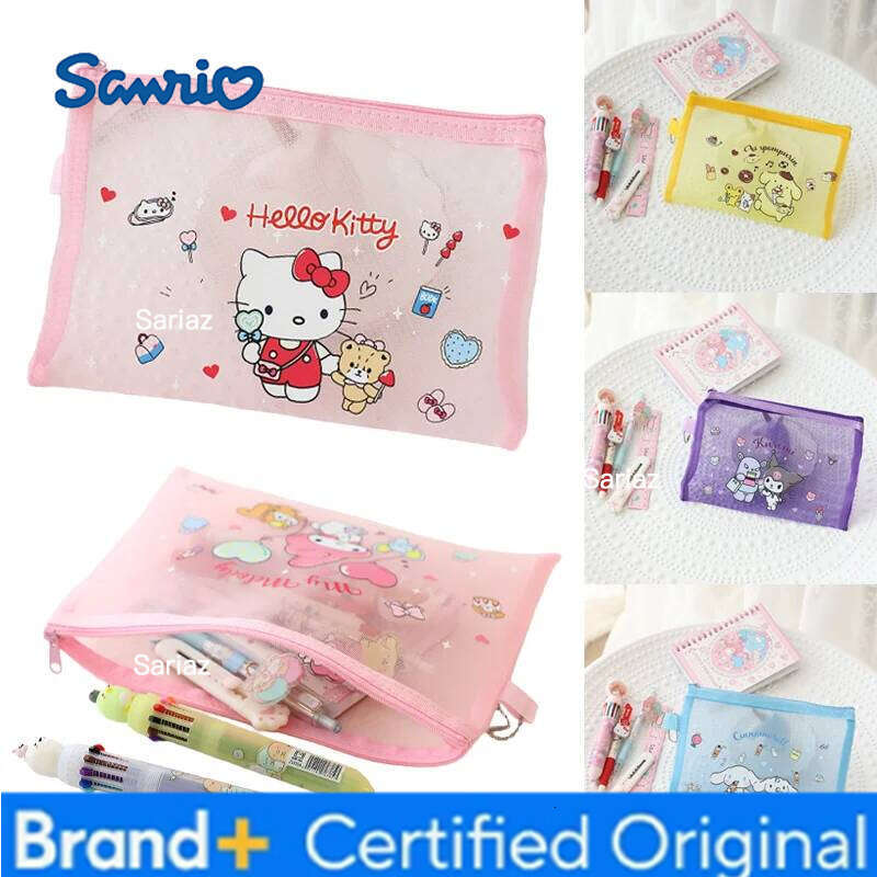 Sanrio Hello Kitty Case MyMelody Kuromi Transparent Pencil Storage Bag Student Stationery Organizer Pouch School Office Supplies H260129