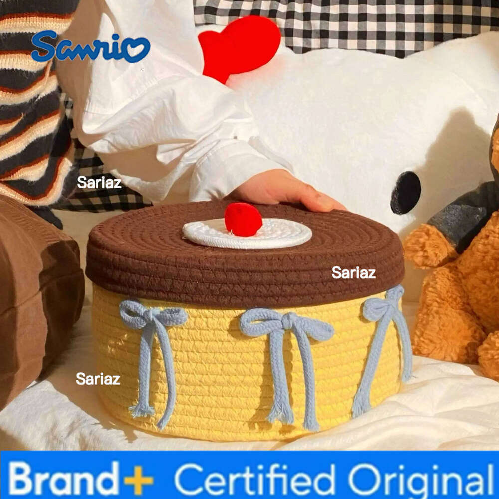Sanrio Cute Cotton Thread Woven Basket with Lid: Dust-Proof Desktop Organizer for Snacks & Kids' Toys, Decorative Storage Box H260129 H260129