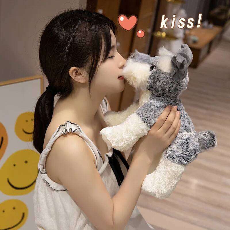 1pc 22cm/8.66in Cute schnauzer dog plush toy sleeping cuddle puppy doll for children's birthday gifts Y260128