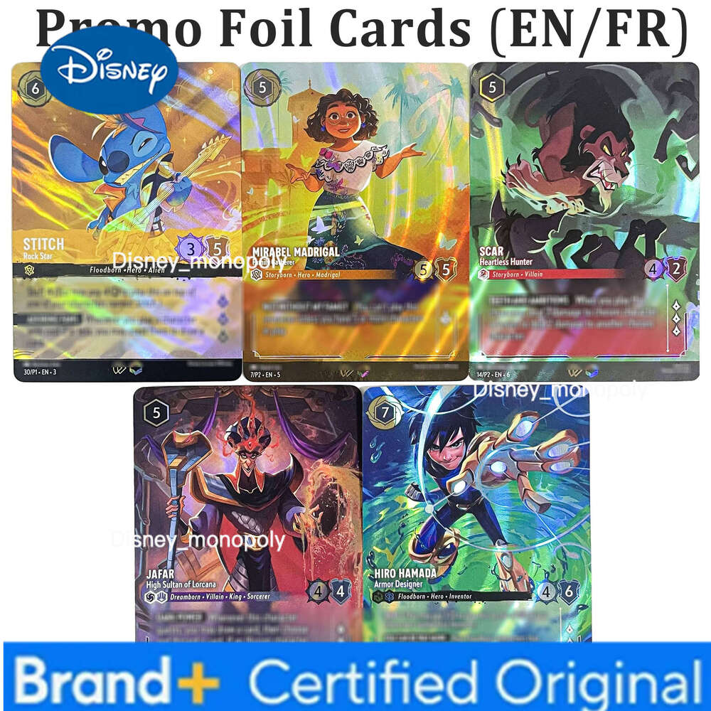 Disney 5 PCS PROXY Lorcana Promo Foil Cards JAFAR HIRO HAMADA SCAR MIRABEK MADRIGAL STITCH TCG Game Collection Card H260129 H260129