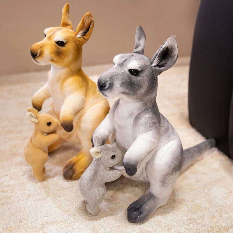 35cm Simulated Mother and Child Stuffed Animals Specially Realistic Kangaroo Kids Birthday Xmas Gifts Toys Home Y260128