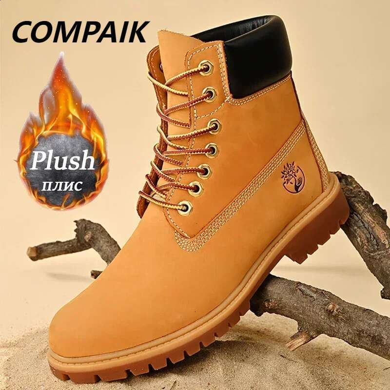 COMPAIK Men High Top Mens Leather Winter Fashion Plush Warm Shoes Outdoor Sneakers Lace Up NonSlip Ankle Boots Male251020 dh1103675481JY