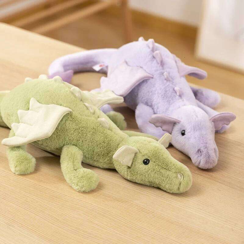 Kawaii Hot Flying Dragon Plush With Wings Long Tail Purple Green Dinosaur Stuffed Animal Soft Toy Birthday Gift for Children Y260128