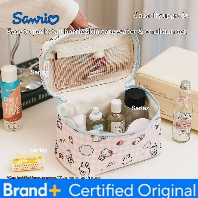 Sanrio Hello Kitty pouch Cute Women's Cosmetic Travel Bath Toiletry kit Large Capacity Handbag Portable Makeup bag H260129