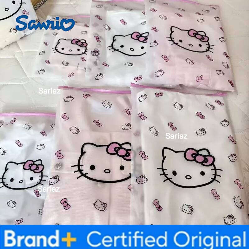 Sanrio 10pcs Hello Kitty Storage Cartoon Kawaii Printed Women Accessories Clothes Sorting Business Travel Packaging Bag Wholesale H260129